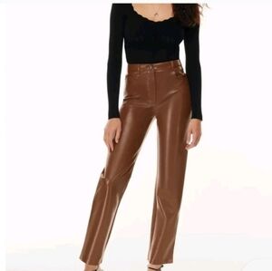 Aritzia WILFRED Melina Pants Brown FAUX Leather  pleather